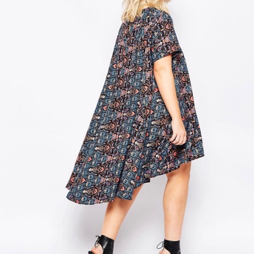 ASOS HiLow Dip Hem Geo Print Dress sz 18